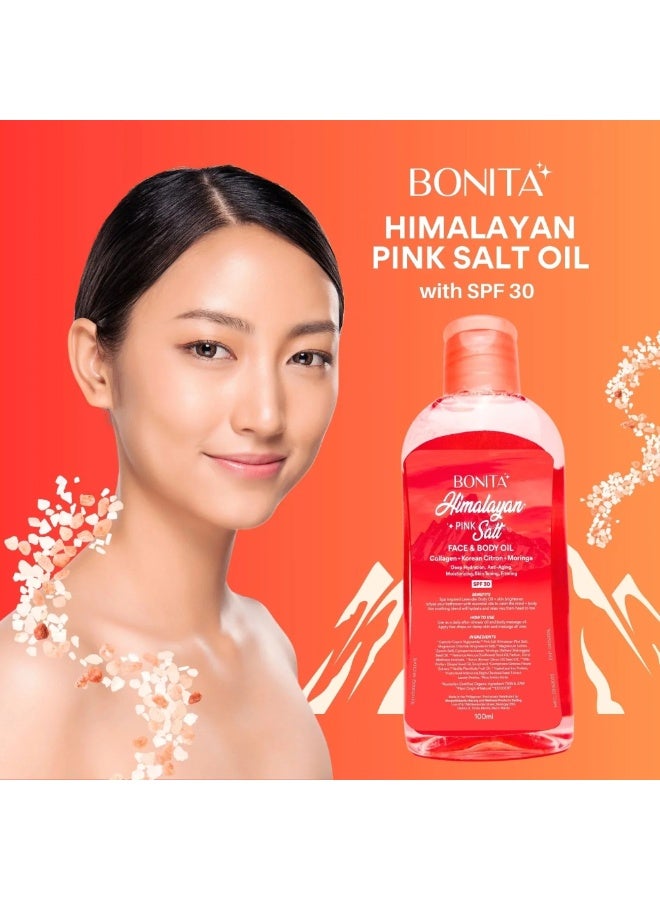 Bonita Himalayan Pink Salt Oil SPF 30 Complete Skincare Solution with Collagen, Korean Citron and Moringa Oil, Supports Acne Care, Hydration, Anti Aging and Healthy Glowing Skin - Image 3